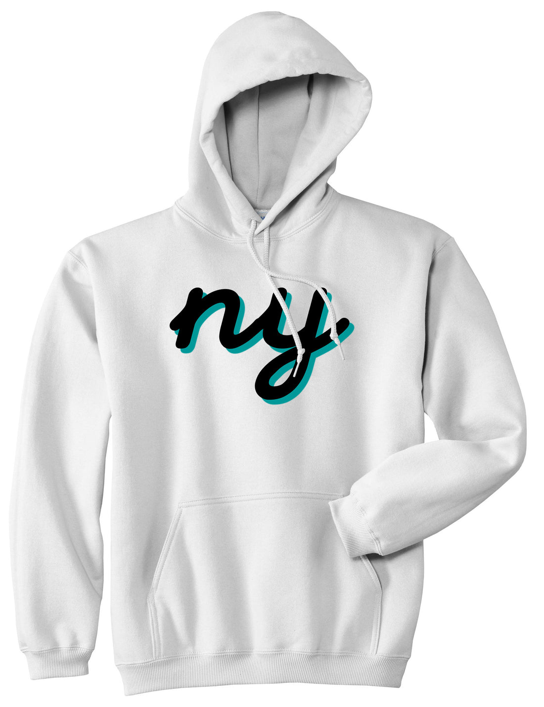 NY lower case script Pullover Hoodie in White