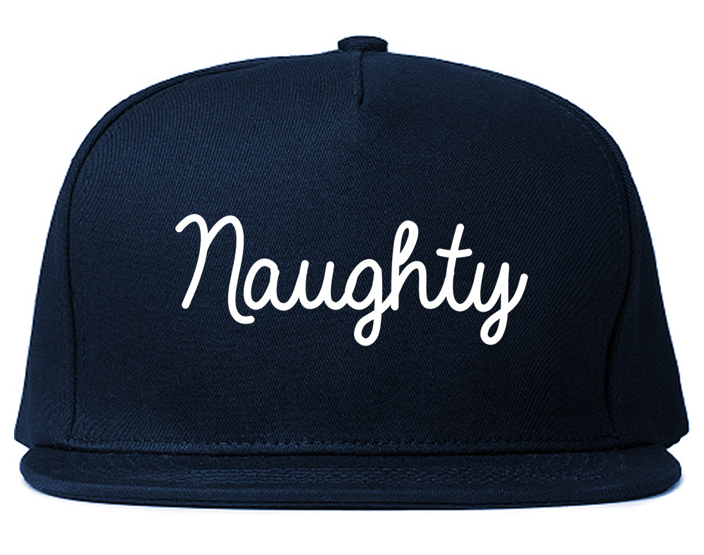 Naughty Script Bad Mens Snapback Hat Navy Blue