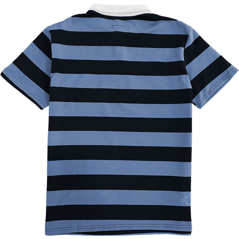 Navy Blue and Light Blue Stripe Short Sleeve Rugby Shirt Back
