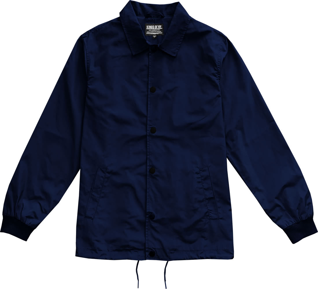 Navy Blue Mens Nylon Windbreaker Coaches Jacket