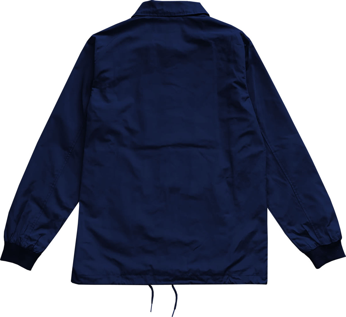 Navy Blue Mens Nylon Windbreaker Coaches Jacket Back