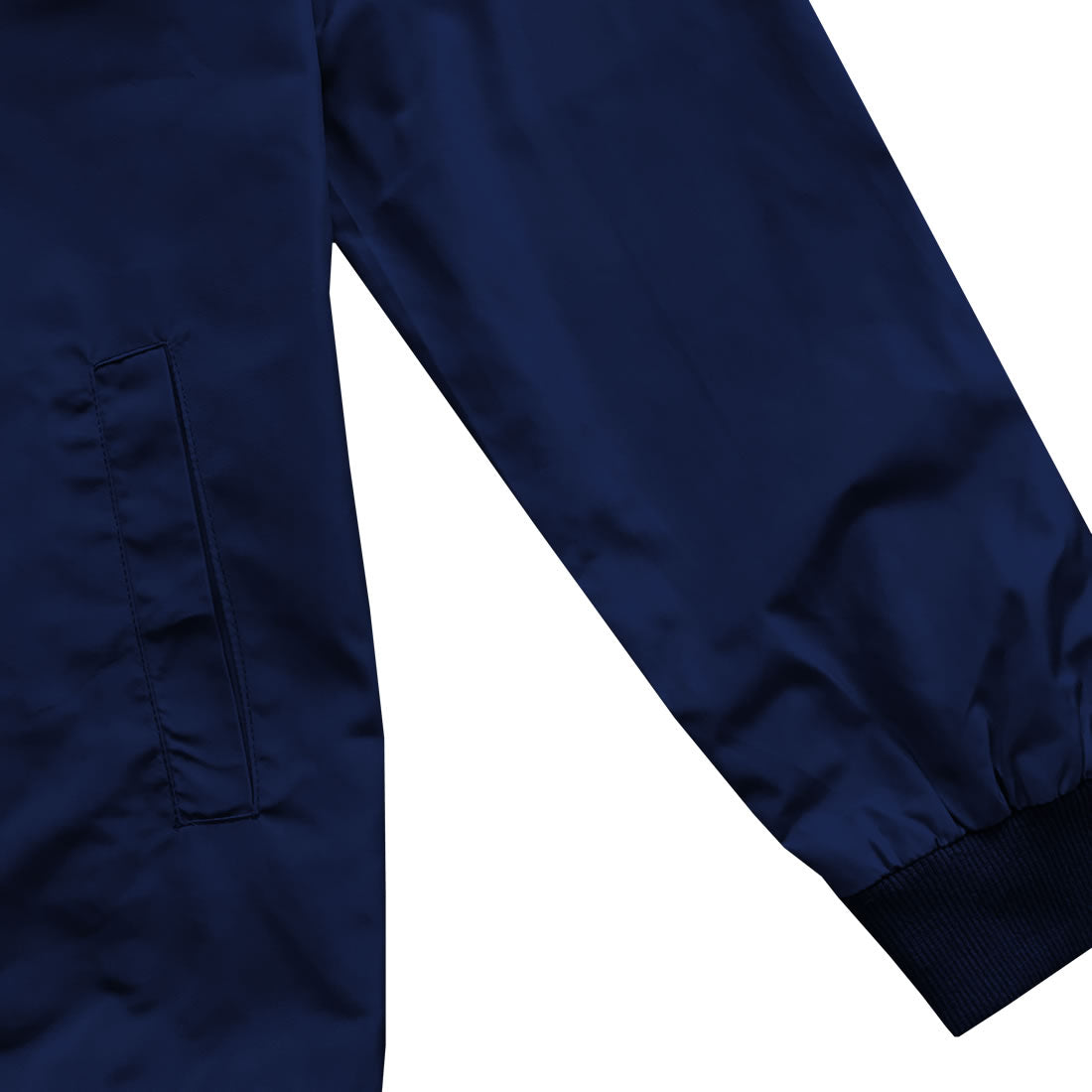 Navy Blue Mens Nylon Windbreaker Coaches Jacket Sleeve