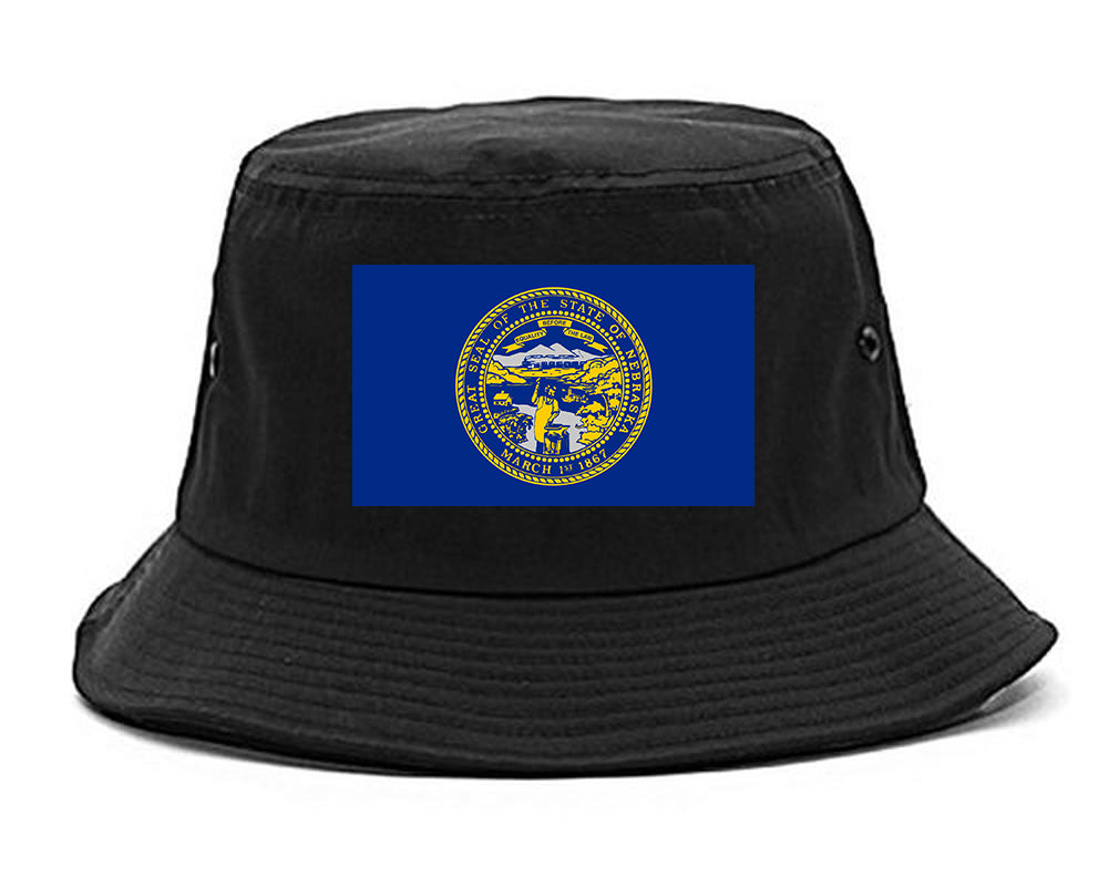 Nebraska State Flag NE Chesst Mens Bucket Hat Black