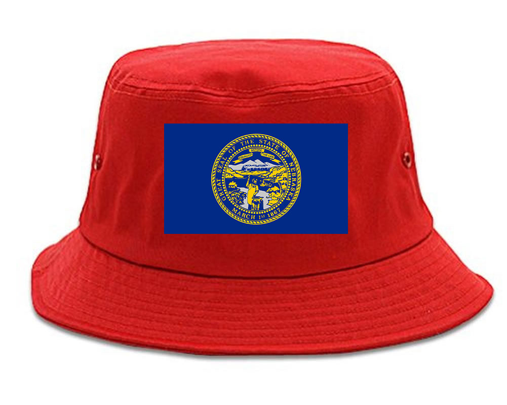 Nebraska State Flag NE Chesst Mens Bucket Hat Red