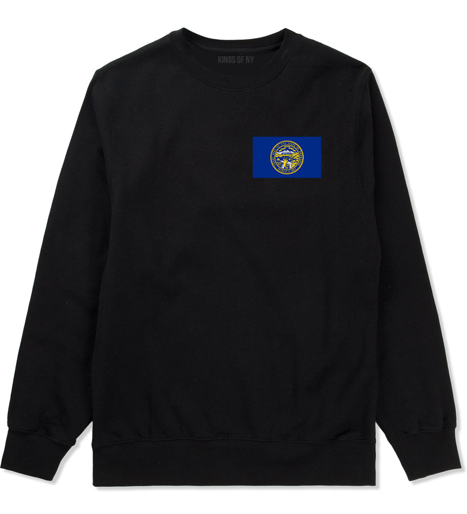 Nebraska State Flag NE Chesst Mens Crewneck Sweatshirt Black