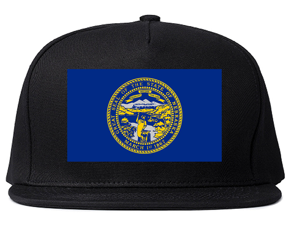 Nebraska State Flag NE Chesst Mens Snapback Hat Black