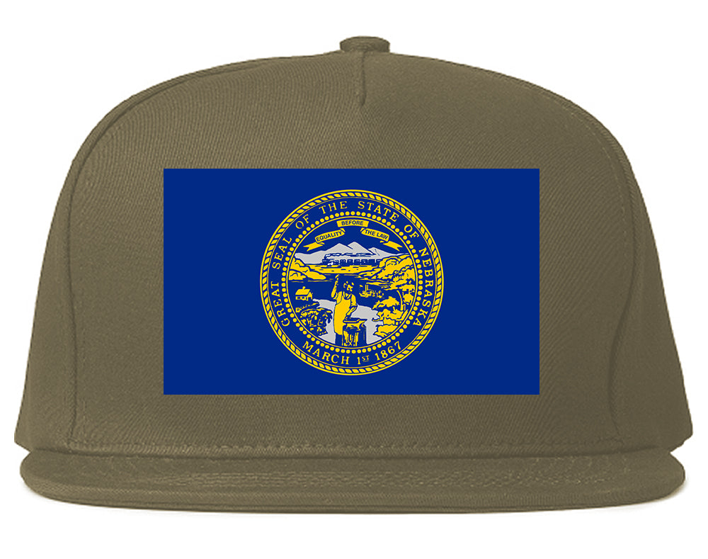 Nebraska State Flag NE Chesst Mens Snapback Hat Grey