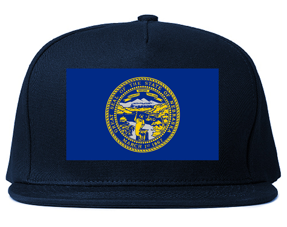 Nebraska State Flag NE Chesst Mens Snapback Hat Navy Blue