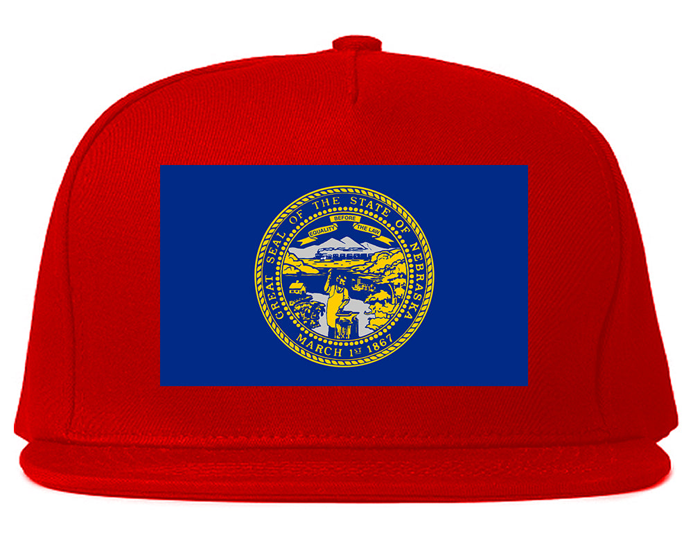 Nebraska State Flag NE Chesst Mens Snapback Hat Red