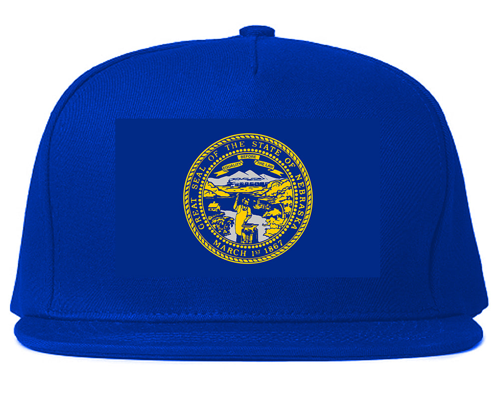 Nebraska State Flag NE Chesst Mens Snapback Hat Royal Blue