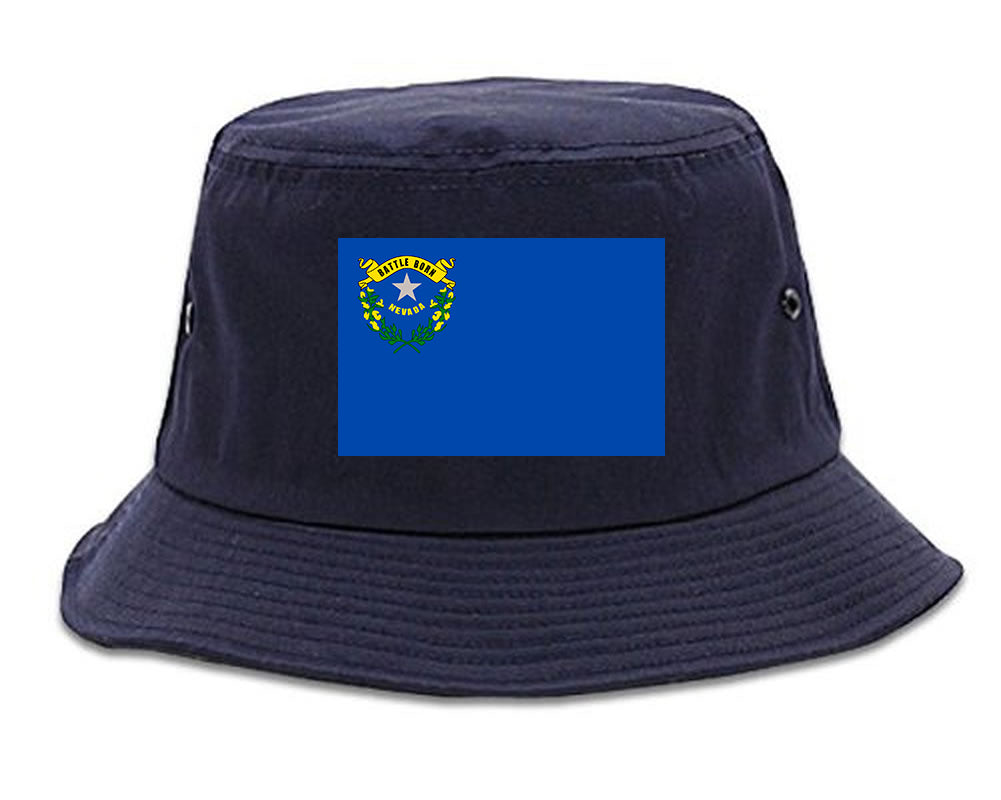 Nevada State Flag NV Chest Mens Bucket Hat Navy Blue
