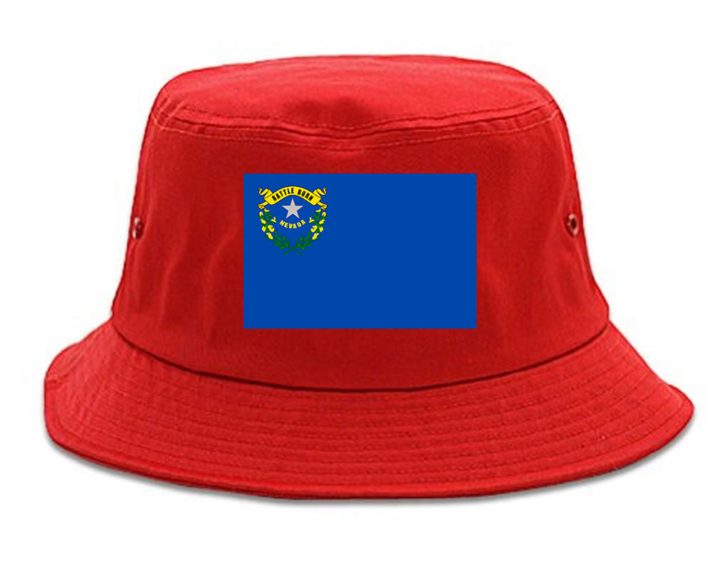 Nevada State Flag NV Chest Mens Bucket Hat Red