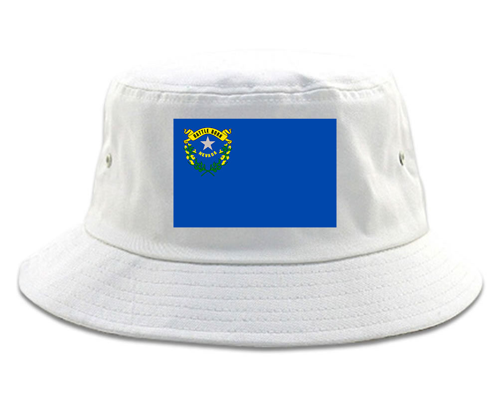 Nevada State Flag NV Chest Mens Bucket Hat White