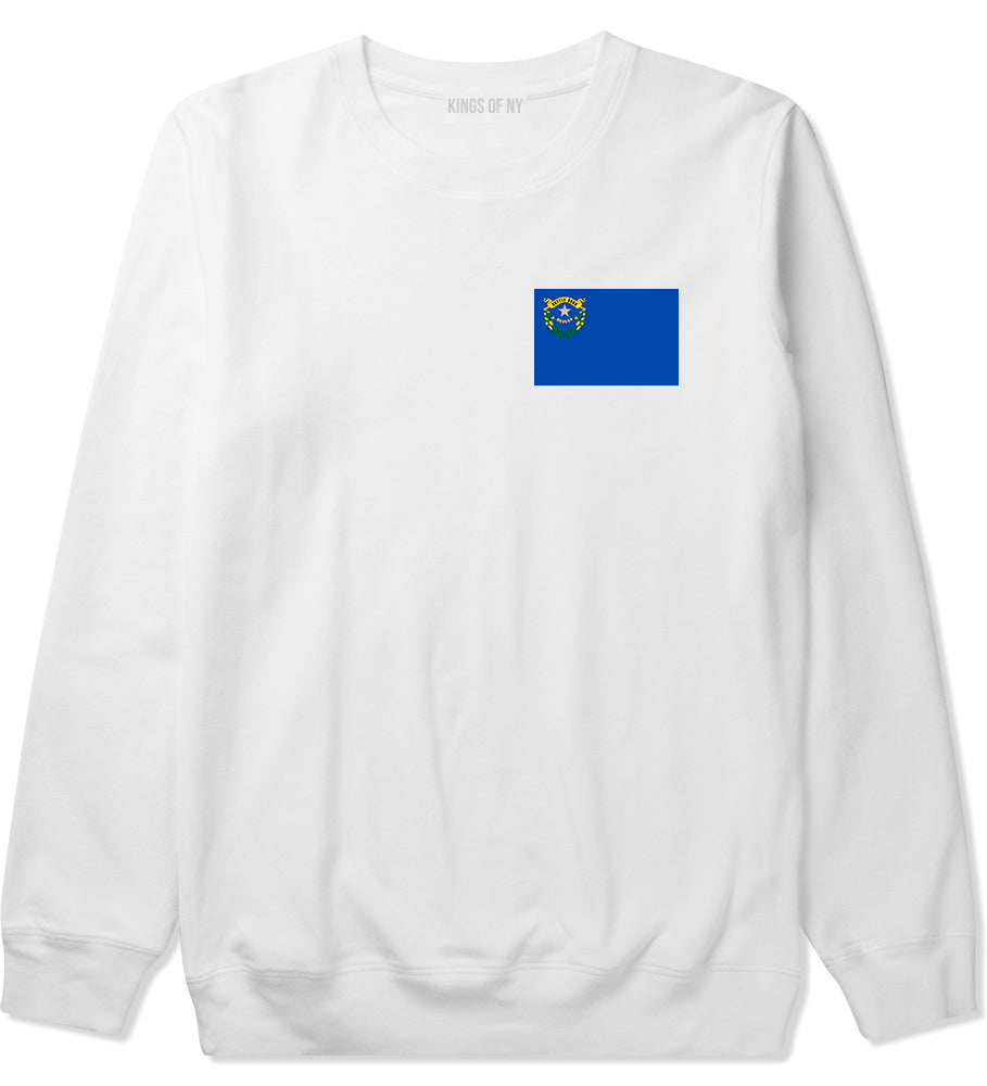 Nevada State Flag NV Chest Mens Crewneck Sweatshirt White