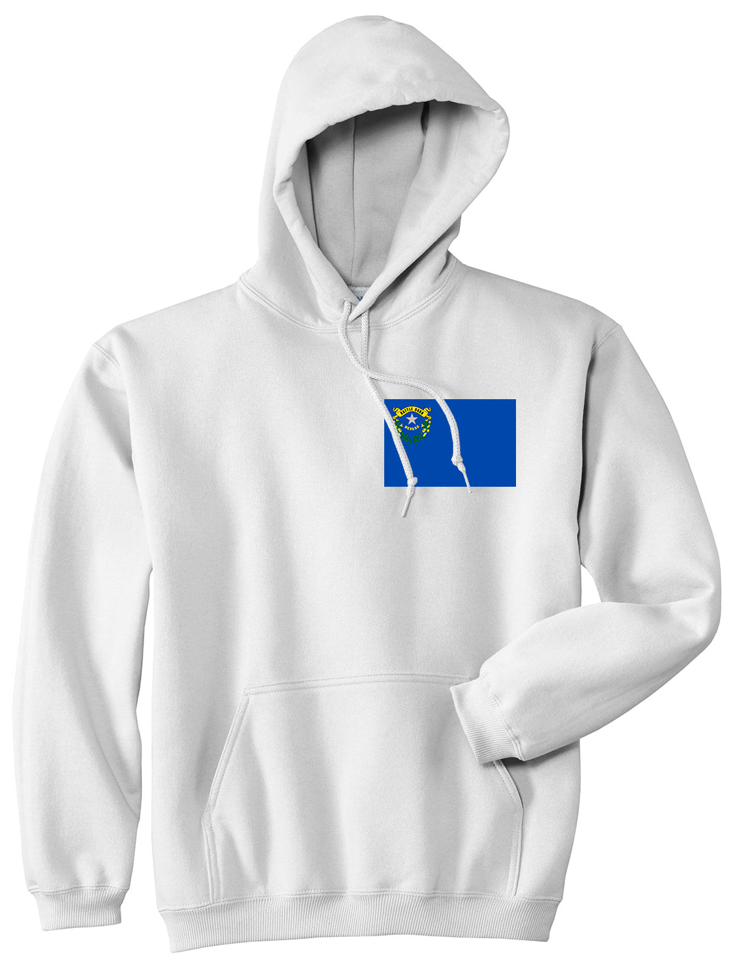Nevada State Flag NV Chest Mens Pullover Hoodie White