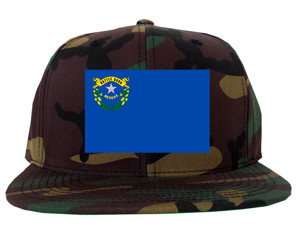 Nevada State Flag NV Chest Mens Snapback Hat Army Camo