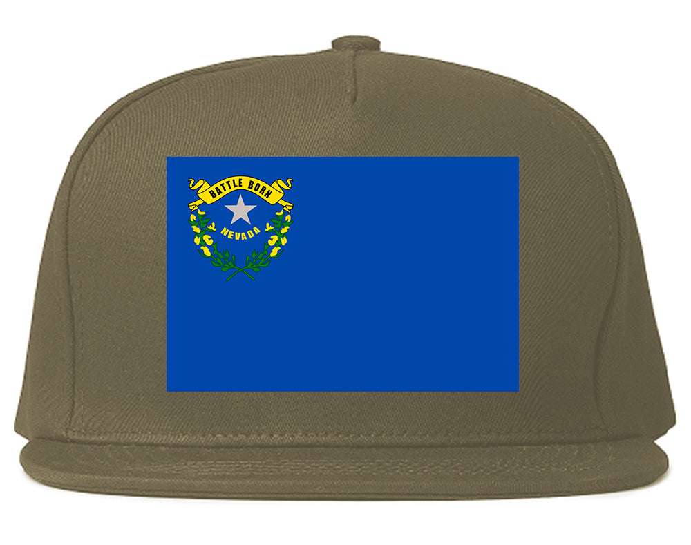 Nevada State Flag NV Chest Mens Snapback Hat Grey