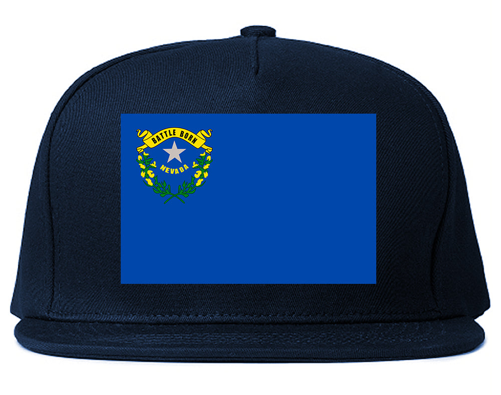 Nevada State Flag NV Chest Mens Snapback Hat Navy Blue