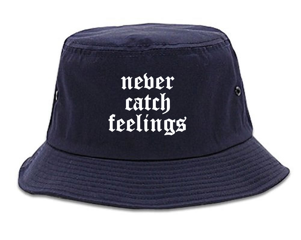 Never Catch Feelings Mens Bucket Hat Navy Blue