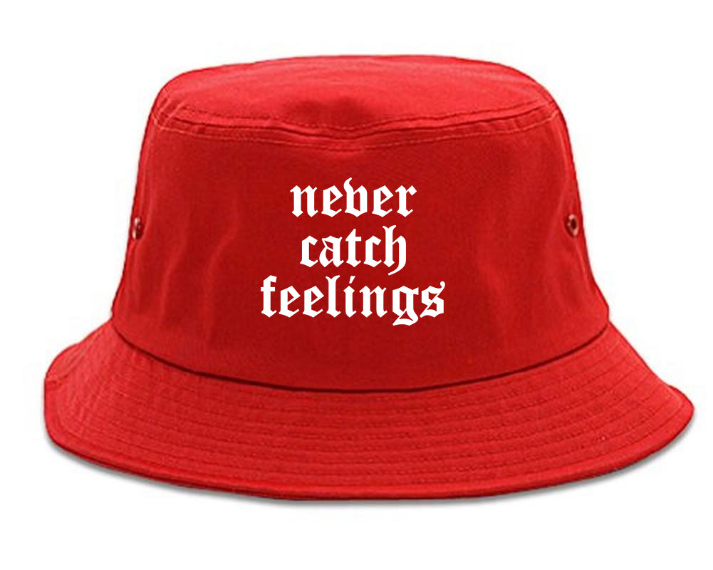 Never Catch Feelings Mens Bucket Hat Red