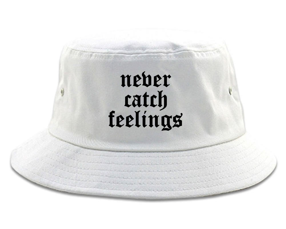 Never Catch Feelings Mens Bucket Hat White