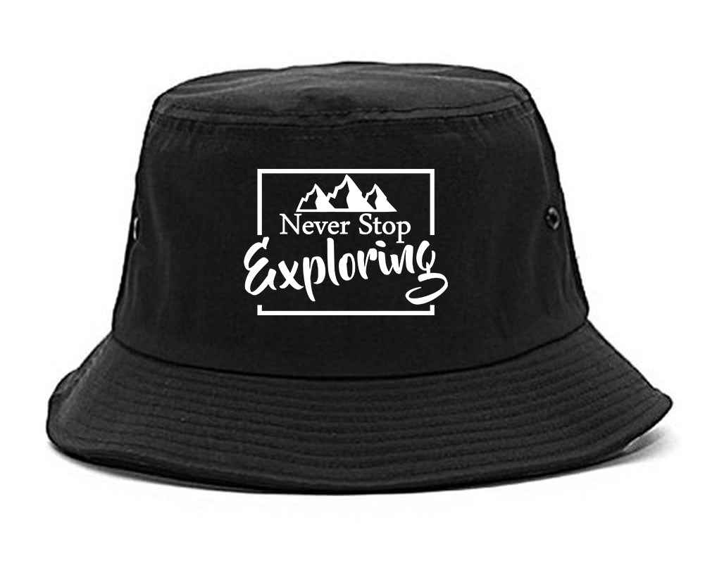 Never_Stop_Exploring Black Bucket Hat