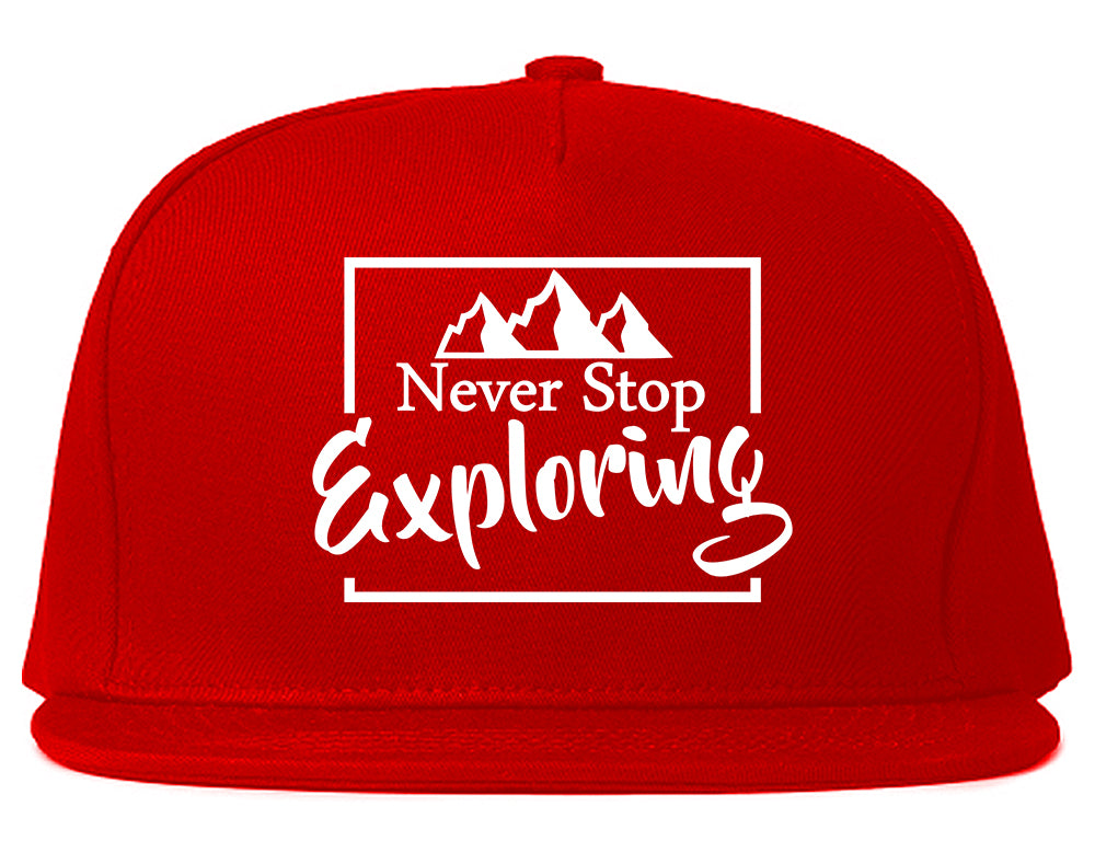 Never_Stop_Exploring Red Snapback Hat