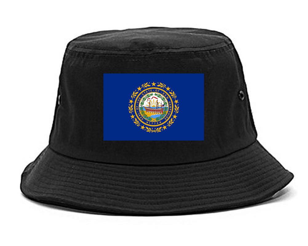 New Hampshire State Flag NH Chest Mens Bucket Hat Black