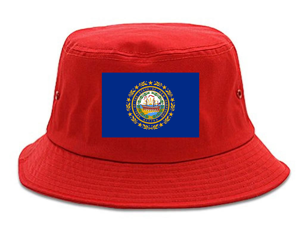 New Hampshire State Flag NH Chest Mens Bucket Hat Red