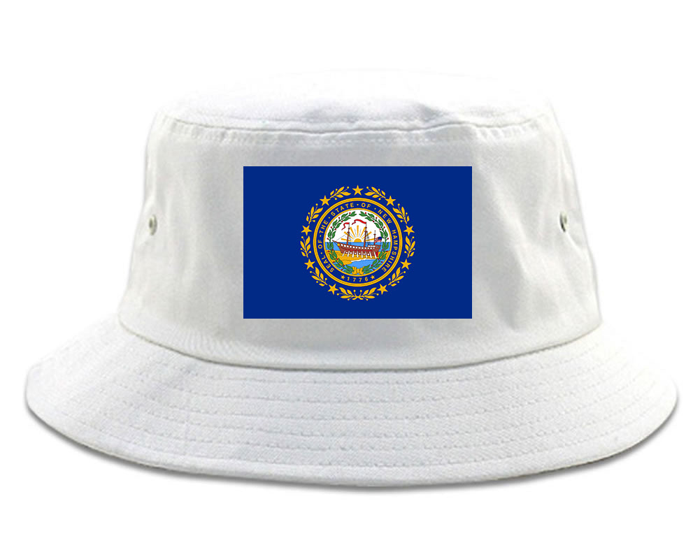 New Hampshire State Flag NH Chest Mens Bucket Hat White