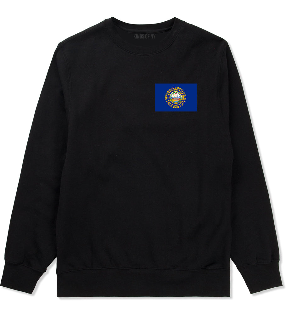 New Hampshire State Flag NH Chest Mens Crewneck Sweatshirt Black