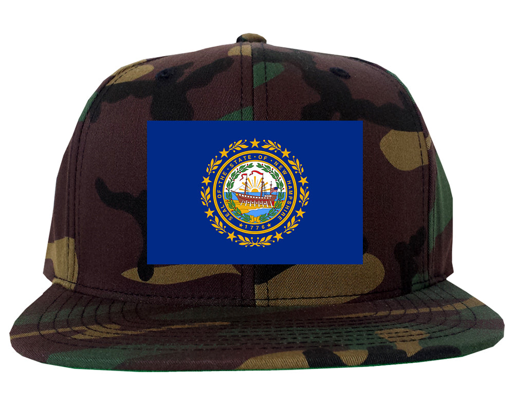 New Hampshire State Flag NH Chest Mens Snapback Hat Army Camo