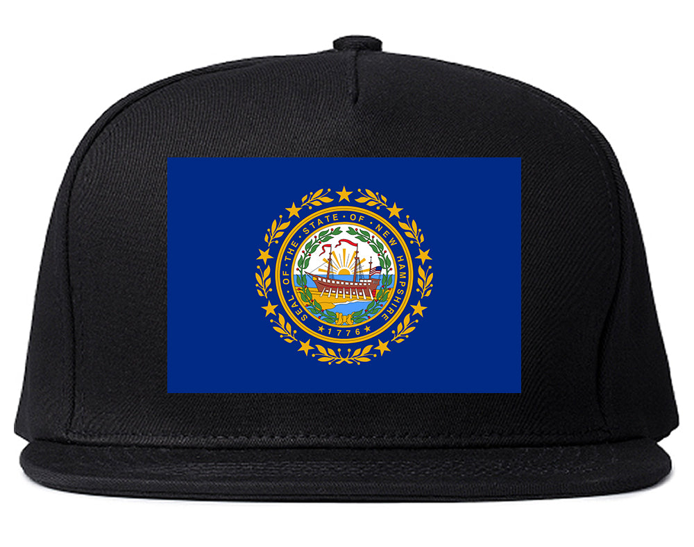 New Hampshire State Flag NH Chest Mens Snapback Hat Black