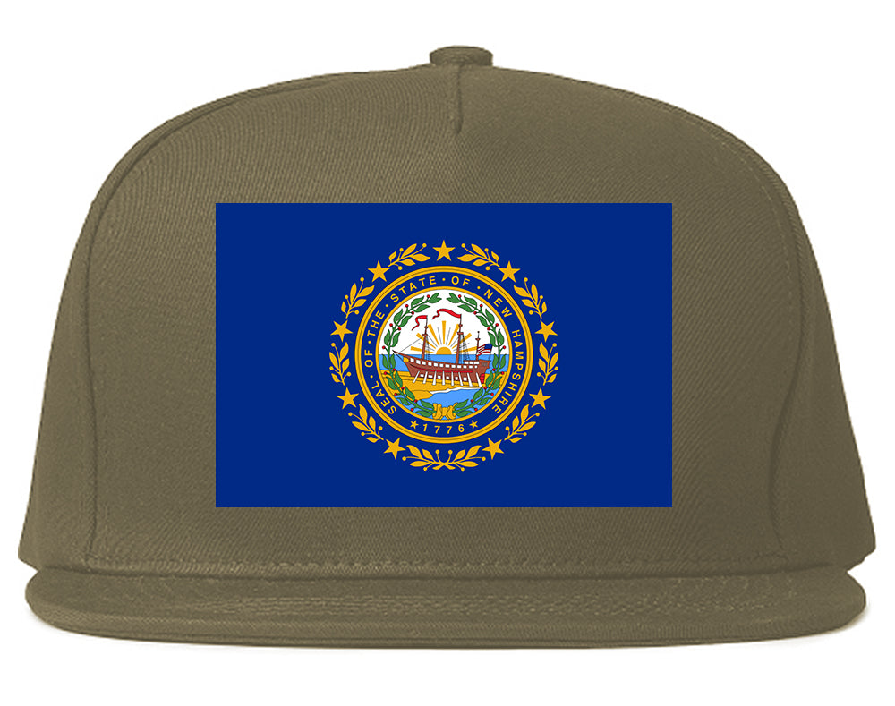 New Hampshire State Flag NH Chest Mens Snapback Hat Grey