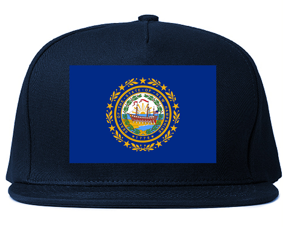 New Hampshire State Flag NH Chest Mens Snapback Hat Navy Blue