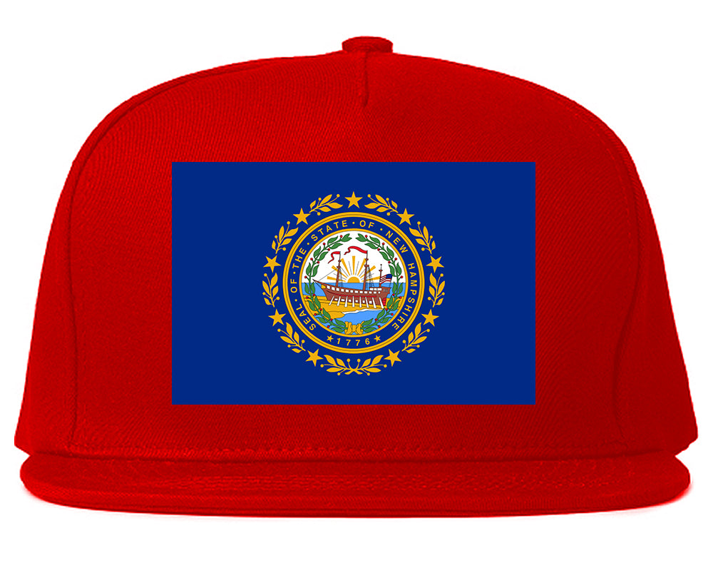 New Hampshire State Flag NH Chest Mens Snapback Hat Red