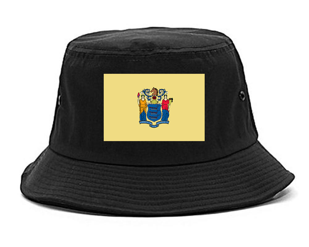 New Jersey State Flag NJ Chest Mens Bucket Hat Black