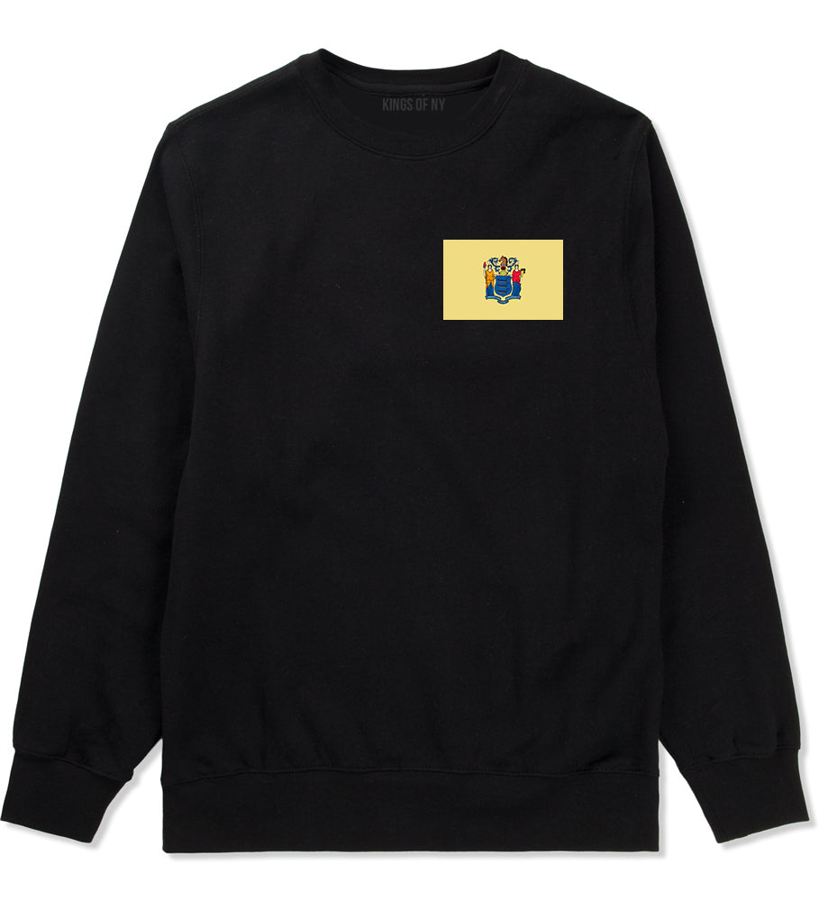 New Jersey State Flag NJ Chest Mens Crewneck Sweatshirt Black