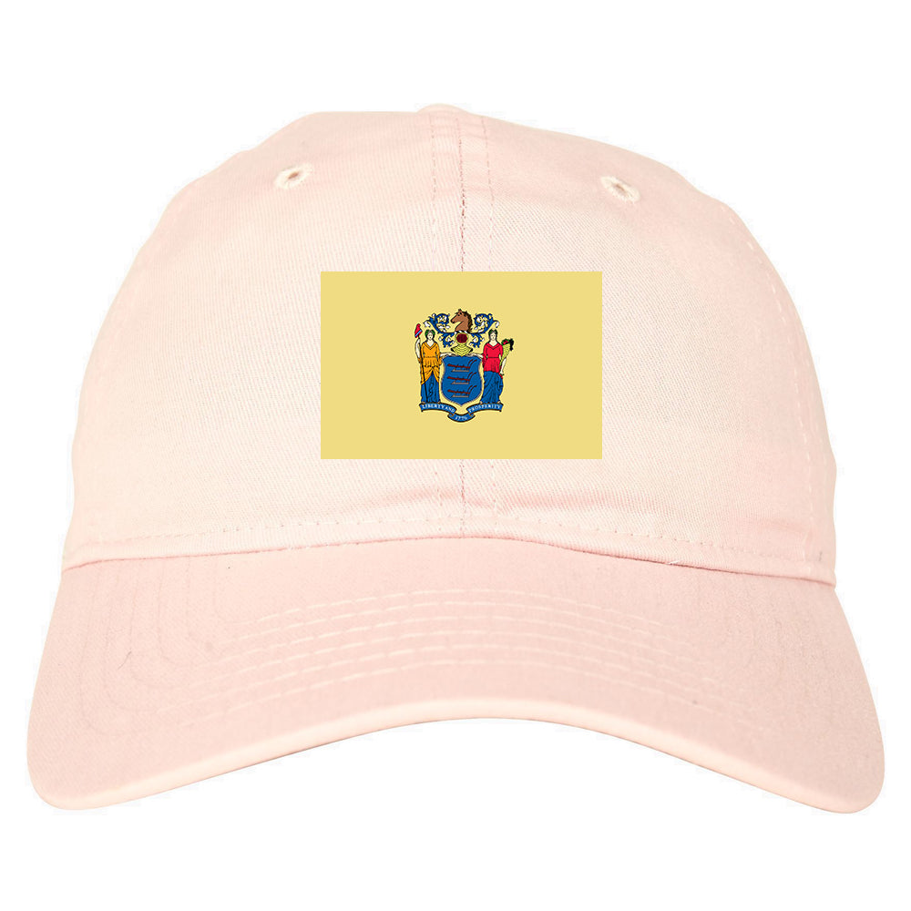 New Jersey State Flag NJ Chest Mens Dad Hat Pink