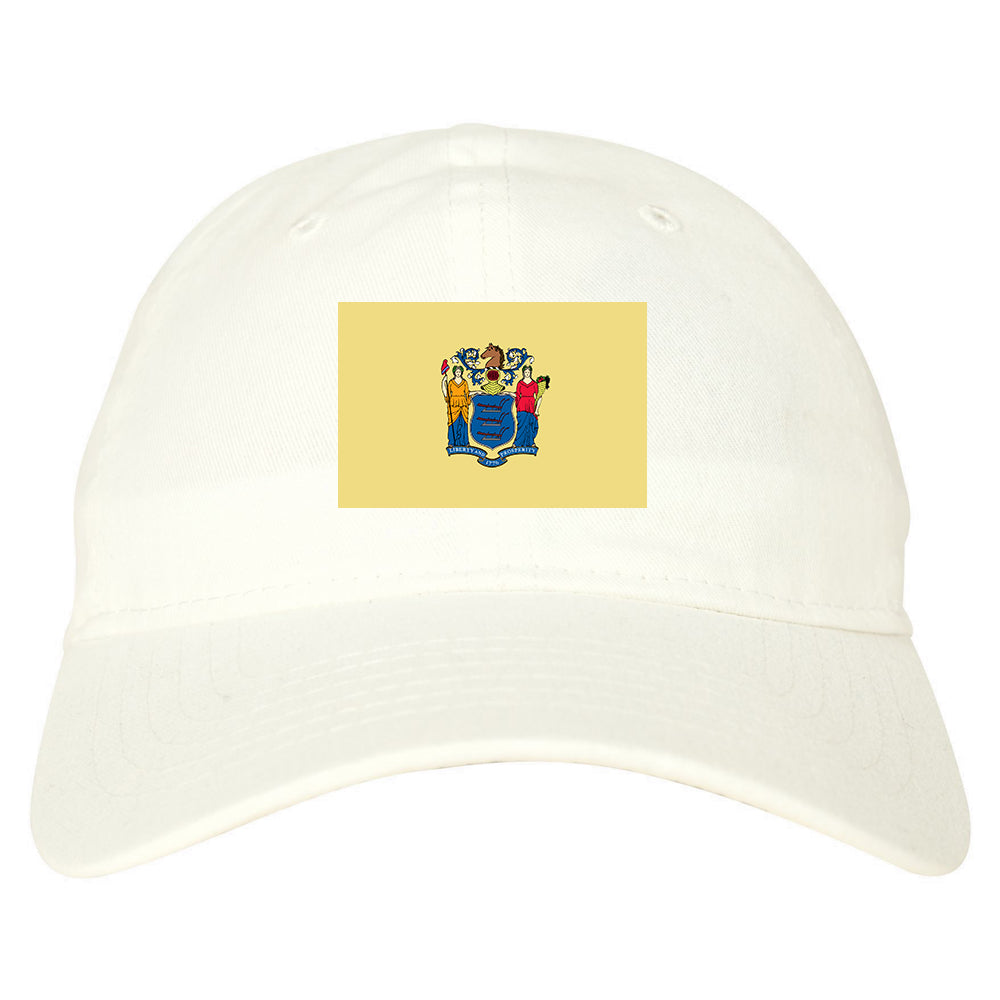 New Jersey State Flag NJ Chest Mens Dad Hat White