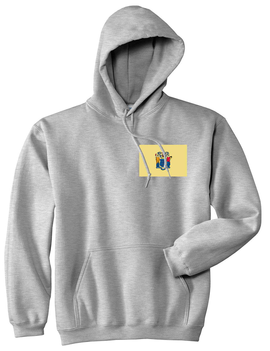 New Jersey State Flag NJ Chest Mens Pullover Hoodie Grey