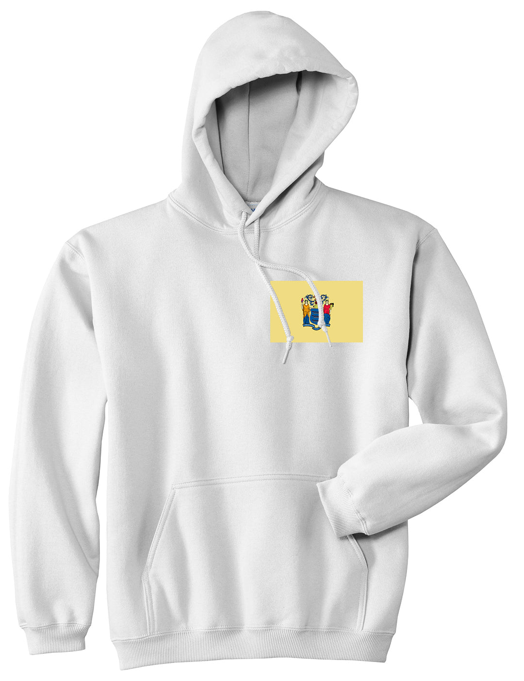 New Jersey State Flag NJ Chest Mens Pullover Hoodie White