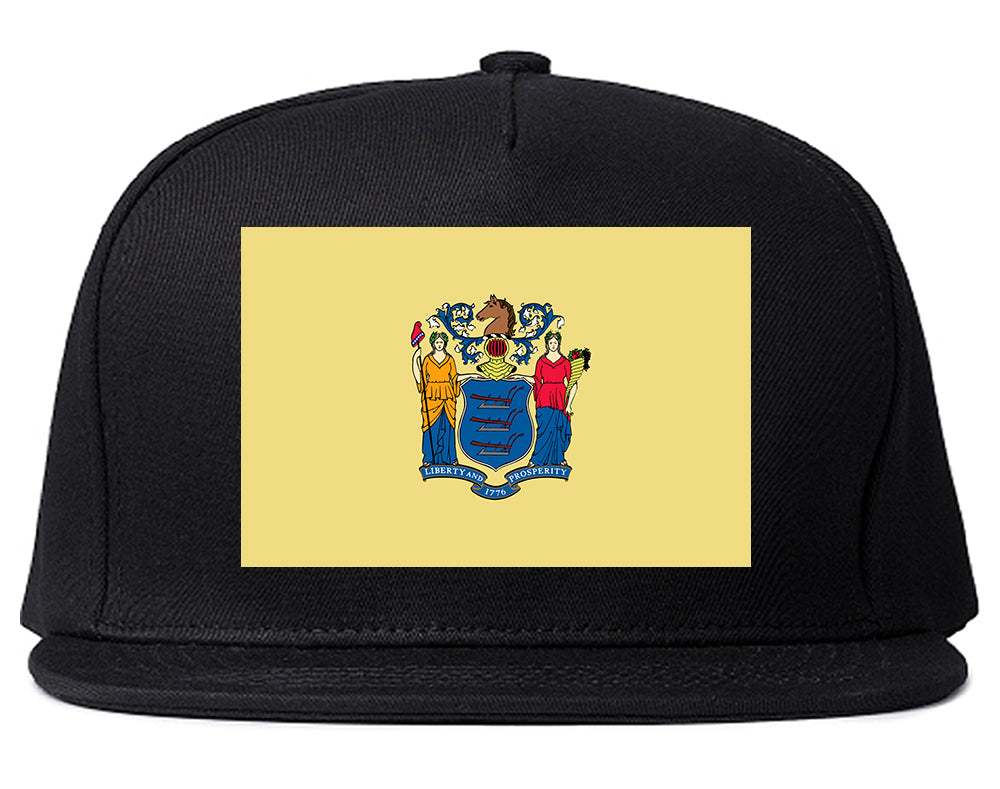 New Jersey State Flag NJ Chest Mens Snapback Hat Black