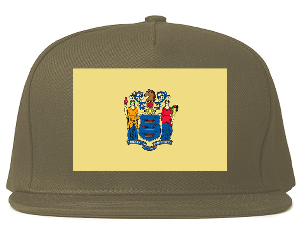 New Jersey State Flag NJ Chest Mens Snapback Hat Grey