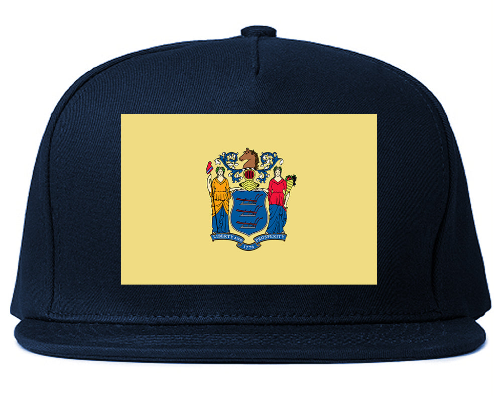 New Jersey State Flag NJ Chest Mens Snapback Hat Navy Blue