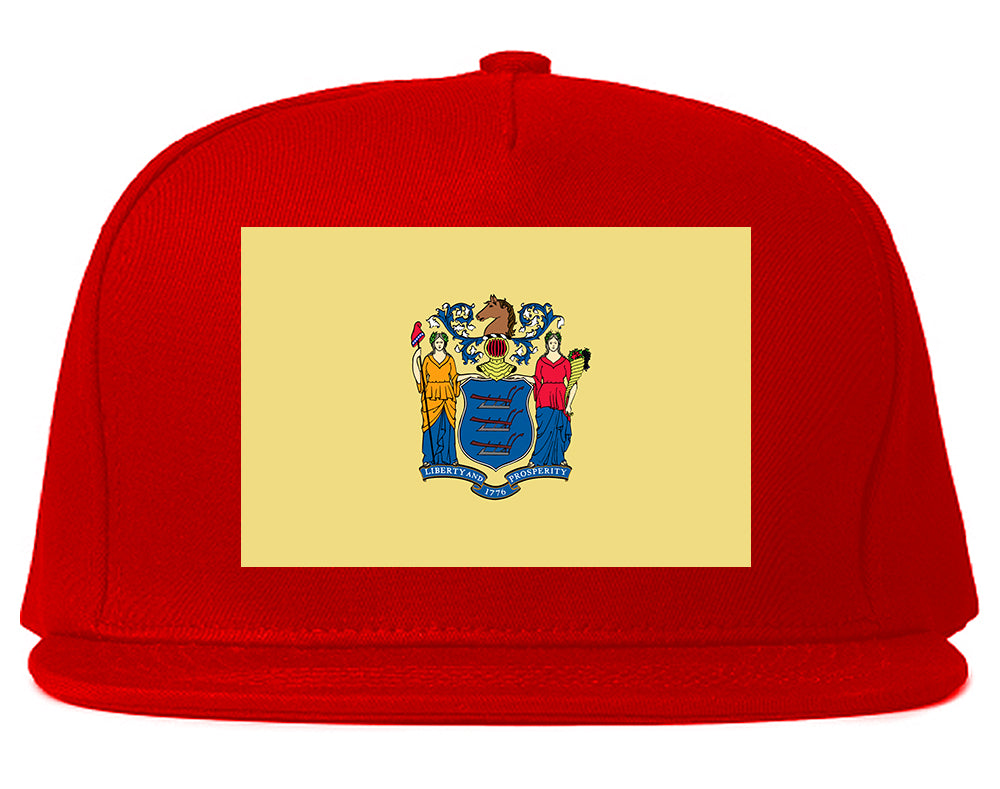 New Jersey State Flag NJ Chest Mens Snapback Hat Red