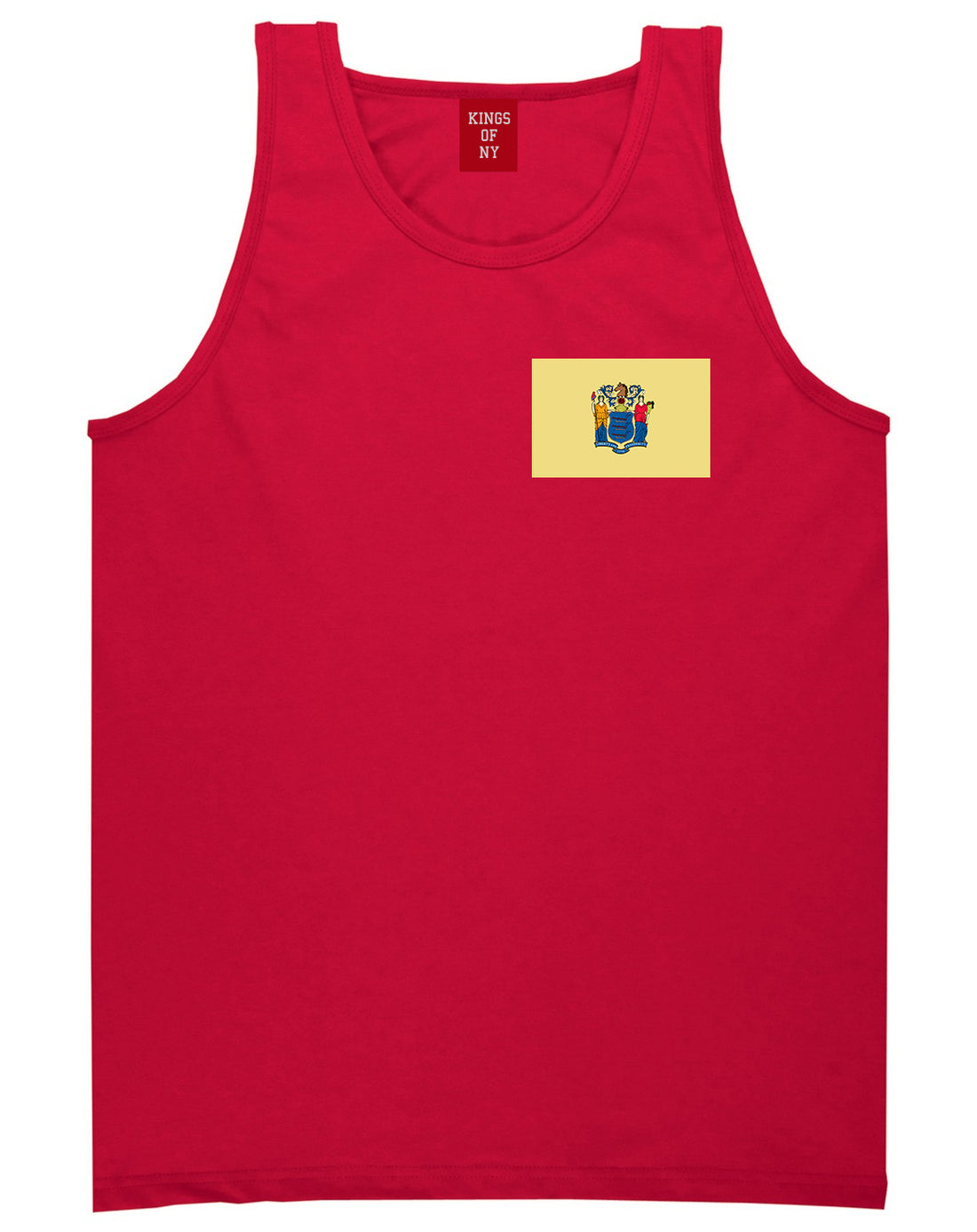New Jersey State Flag NJ Chest Mens Tank Top T-Shirt Red