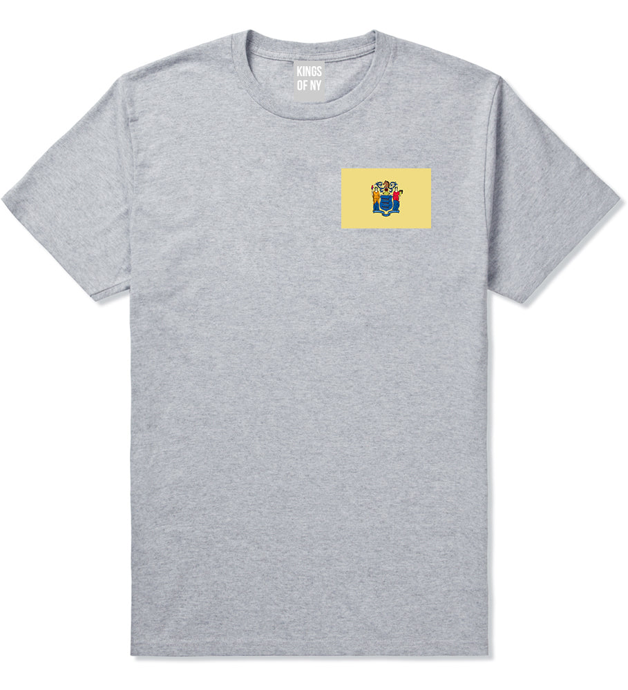 New Jersey State Flag NJ Chest Mens T-Shirt Grey