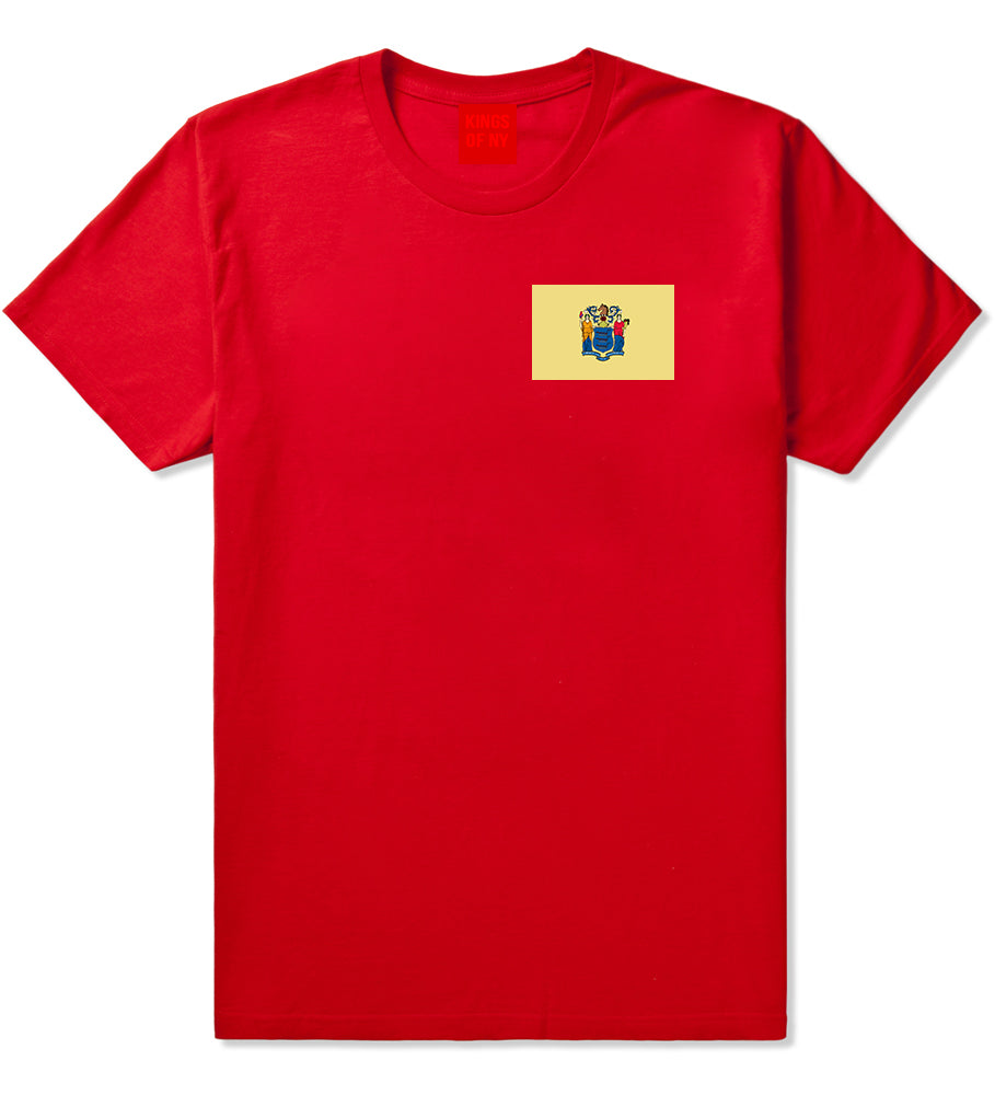 New Jersey State Flag NJ Chest Mens T-Shirt Red