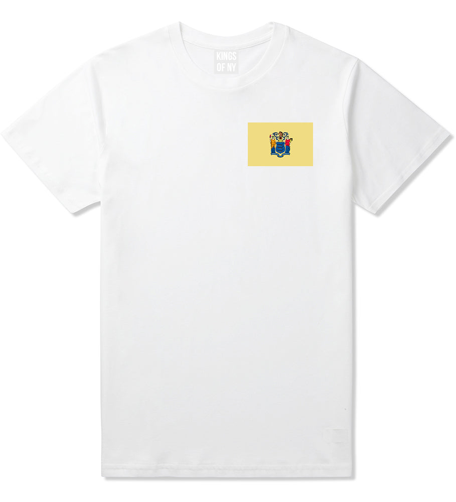 New Jersey State Flag NJ Chest Mens T-Shirt White